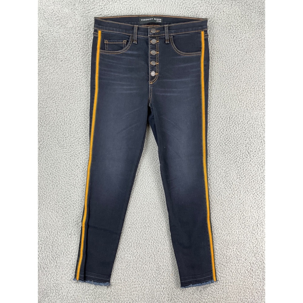 Veronica Beard Debbie Skinny Jeans Womens 28 Dark Wash Side Stripe Excellent USA